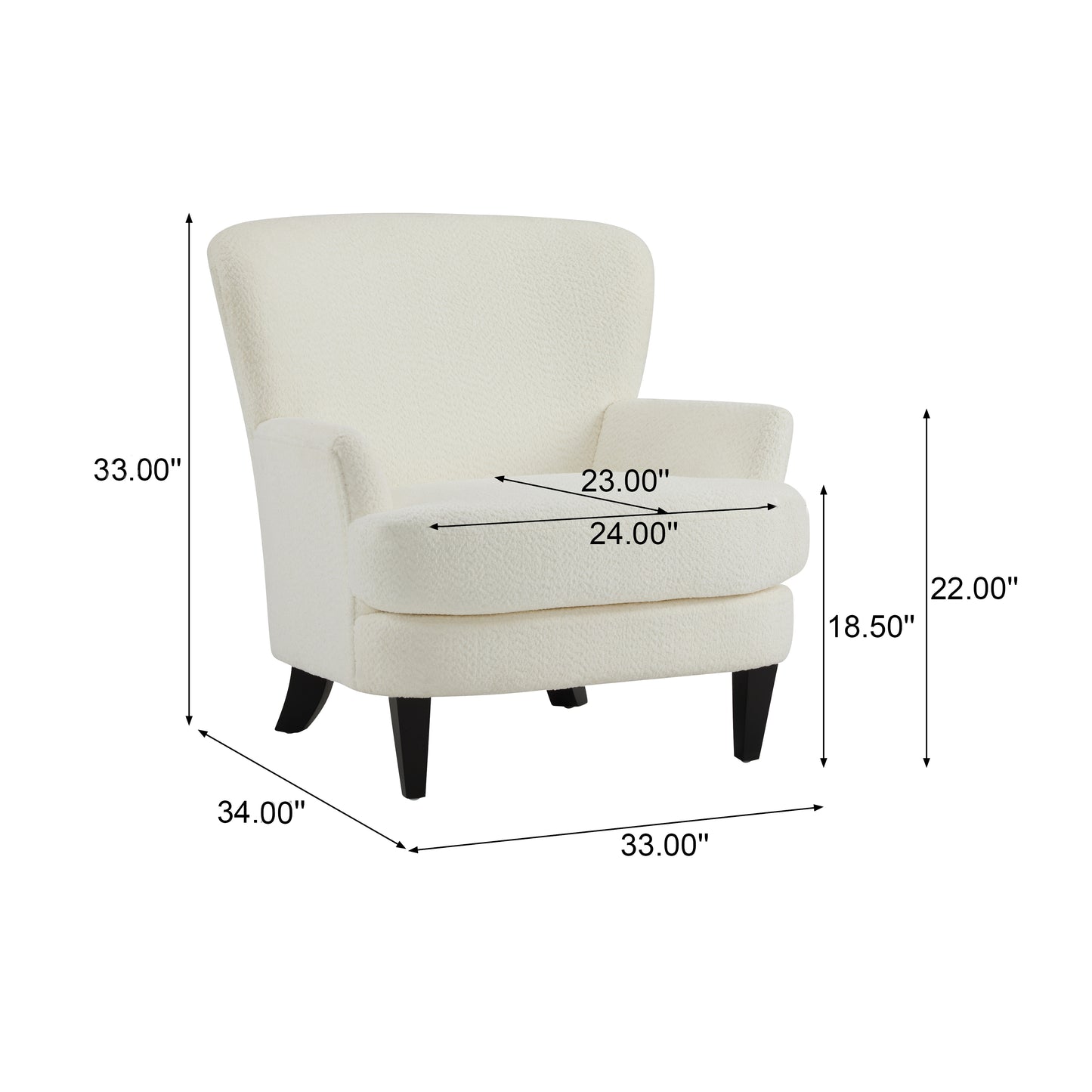 Calla Modern Birch Upholstered Club Chair, Off-White