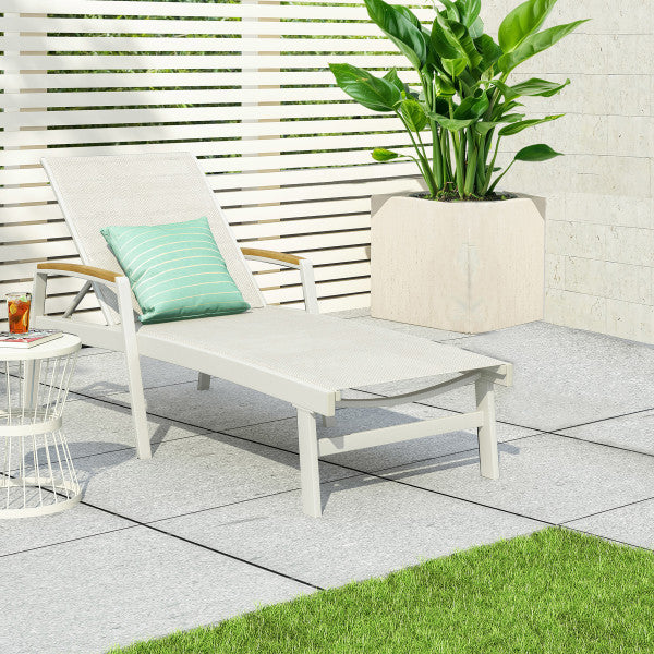 Hollaborn Outdoor Modern Gray Mesh Chaise Lounge