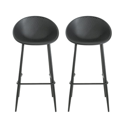 Indoor & Outdoor Polypropelene Plastic Gable Barstool, Set of 2