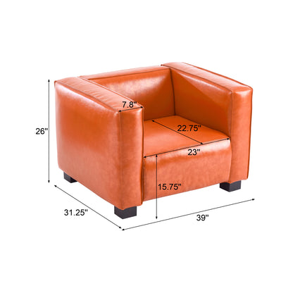 Minkler Orange Faux Leather Arm Chair