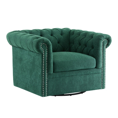 Lily Upholstered Tufted Chesterfield Swivel Club Chair