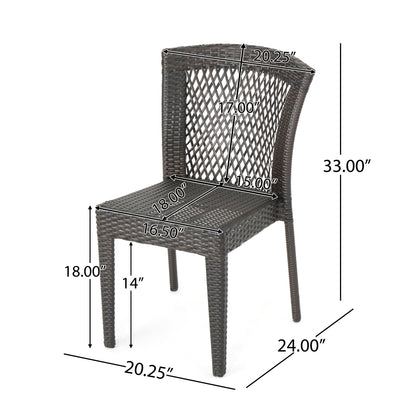 Rigby Outdoor 3 Piece Multi-Brown Wicker Chat Set with Stacking Chairs