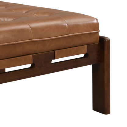 Verveia 34'' Upholstered PU Leather Square Ottoman