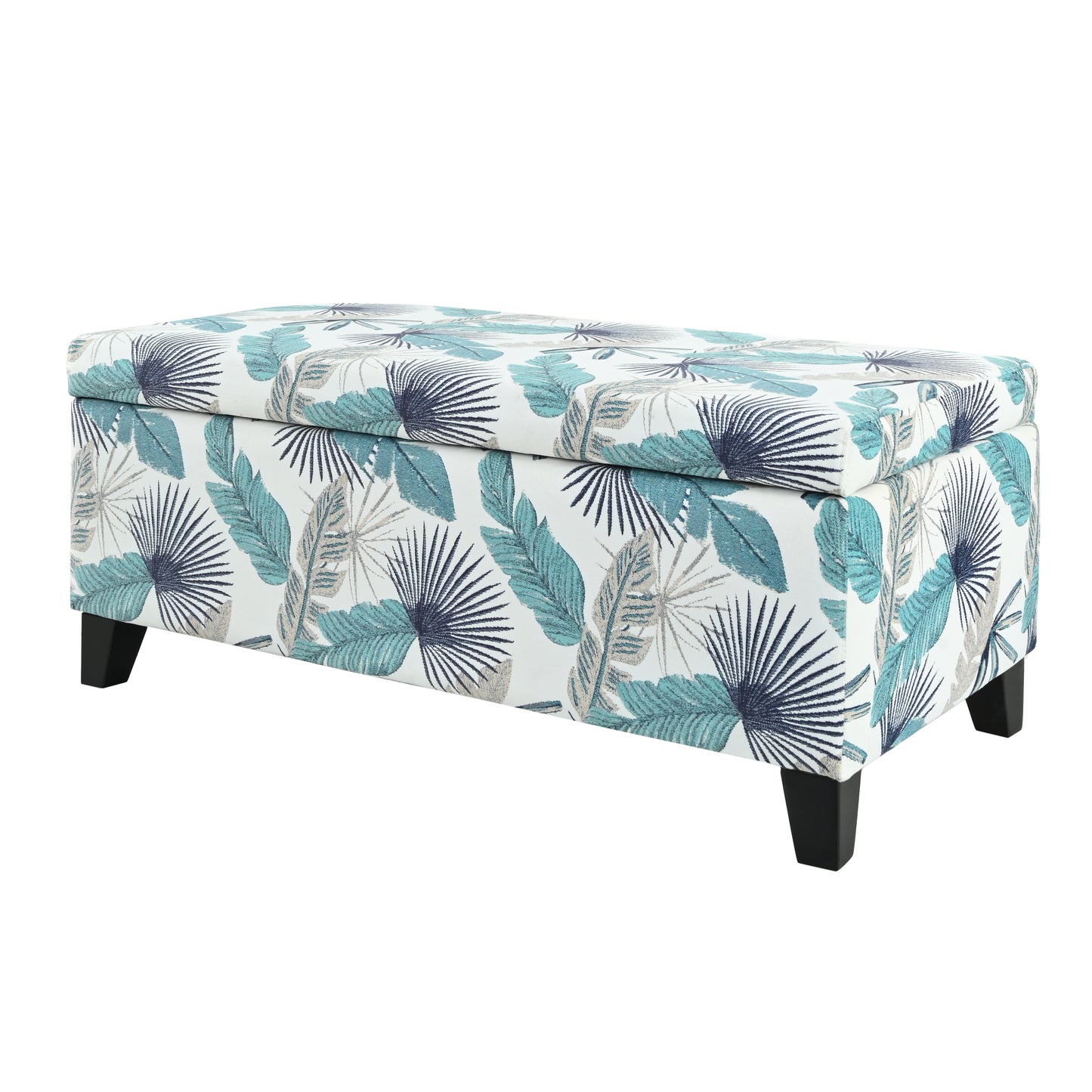 Delray Delray Blue and White Floral Fabric Storage Ottoman