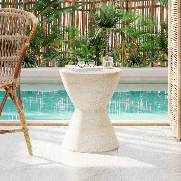 Seren Patio Round Hourglass Accent Table, Concrete