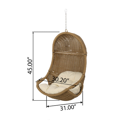 Yukon Outdoor Wicker Hanging Basket Chair with Cushions