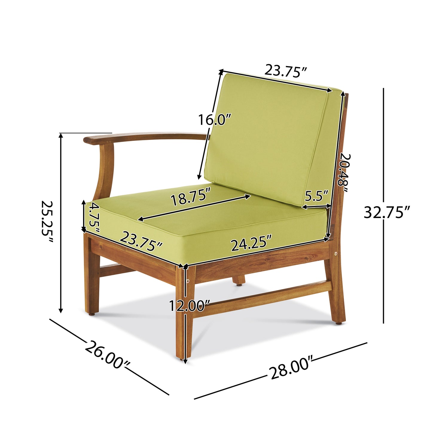 Lorelei Outdoor 4 Seat Teak Finished Acacia Wood Chat Set with Water Resistant Cushions