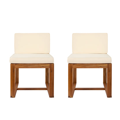 Zephyra Modern Outdoor Patio Acacia Wood Dining Chairs with Cushions