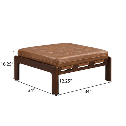 Verveia 34'' Upholstered PU Leather Square Ottoman
