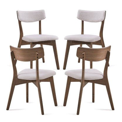 Wrene Mid-Century Walnut Finished Frame Dining Chairs, Set of 4