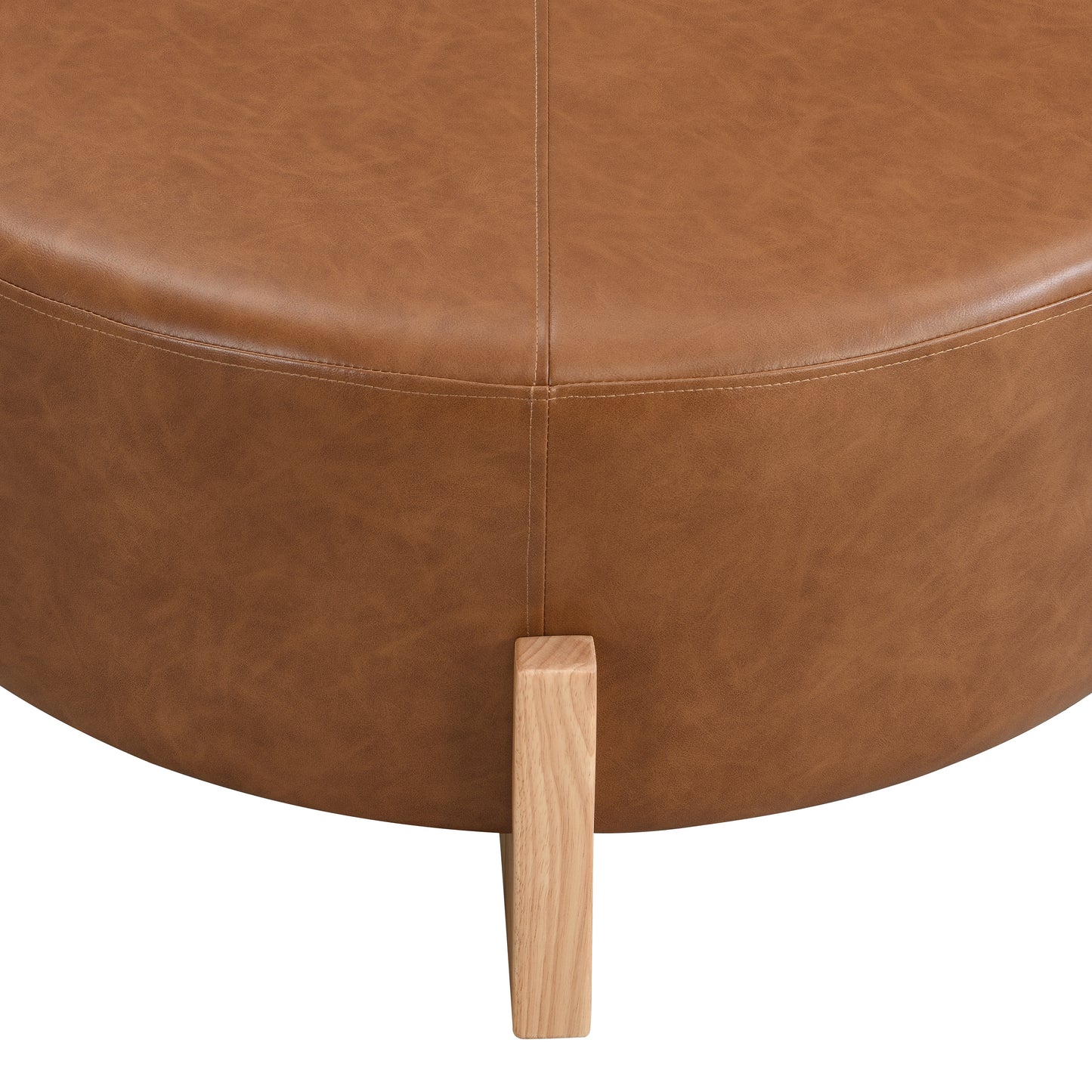 EcoParlor Upholstered PU Leather Round Ottoman