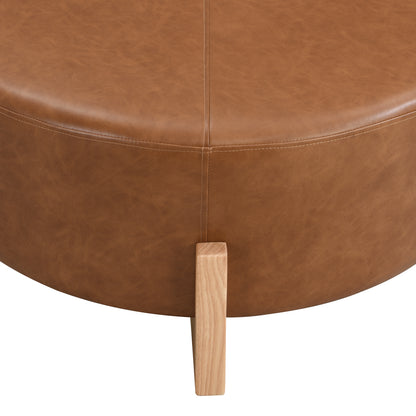 EcoParlor Upholstered PU Leather Round Ottoman