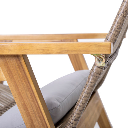 Aster Outdoor Teak Wood with both round and flat wicker club chair