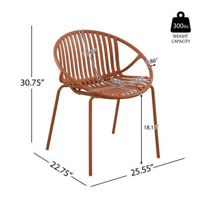 Hespera Patio Dining Chairs with Metal Legs & Breathable Plastic Backrest