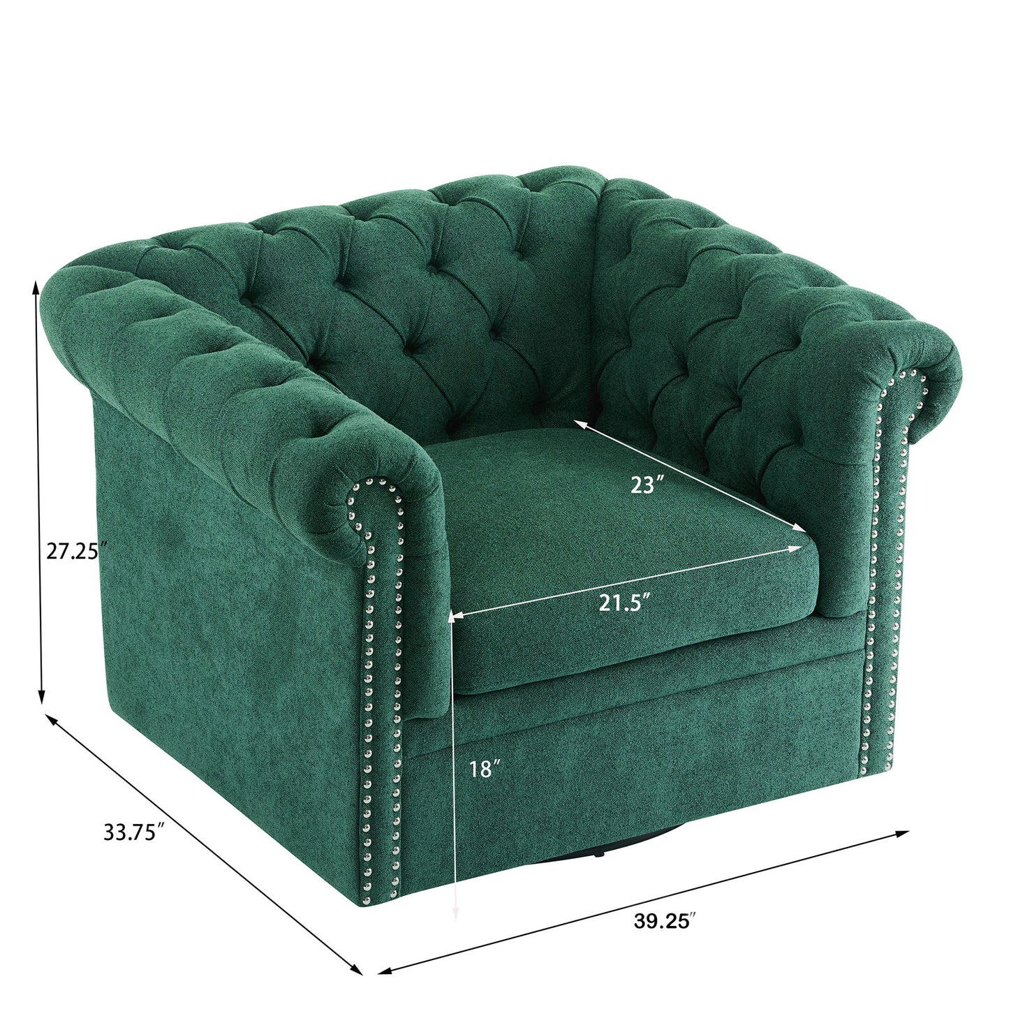 Lily Upholstered Tufted Chesterfield Swivel Club Chair