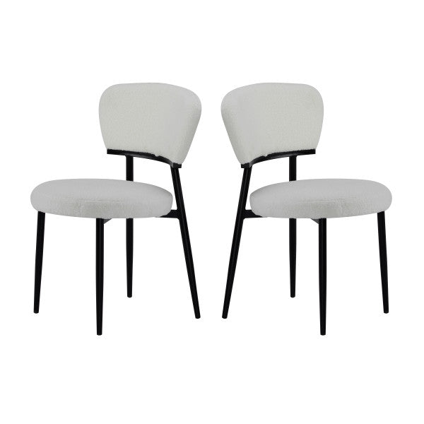 Leandera Modern Upholstered Dining Chairs, Metal Frame, Set of 2