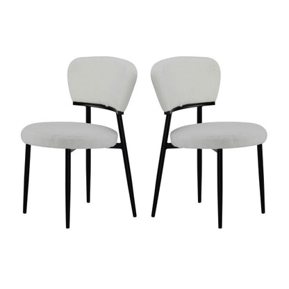 Leandera Modern Upholstered Dining Chairs, Metal Frame, Set of 2