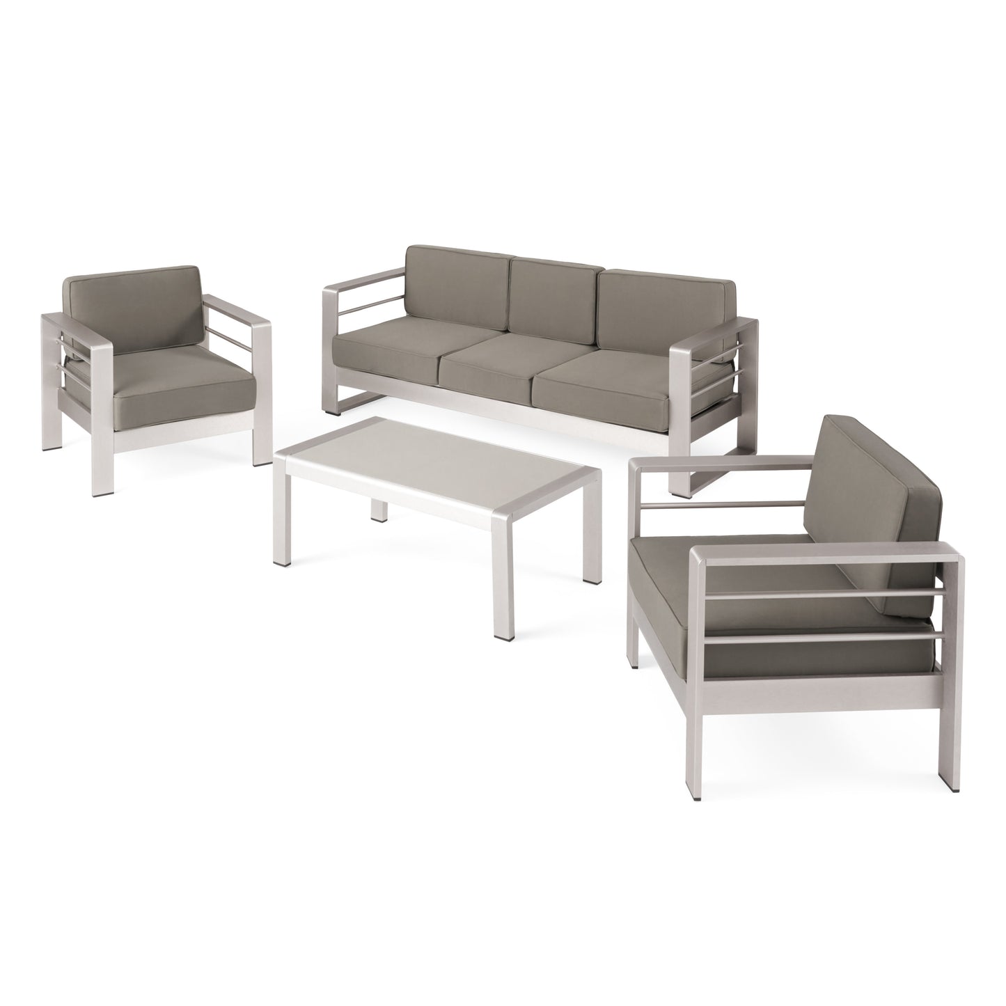 Crested Bay Outdoor Aluminum 5 Seater Chat Set with Sunbrella Cushions