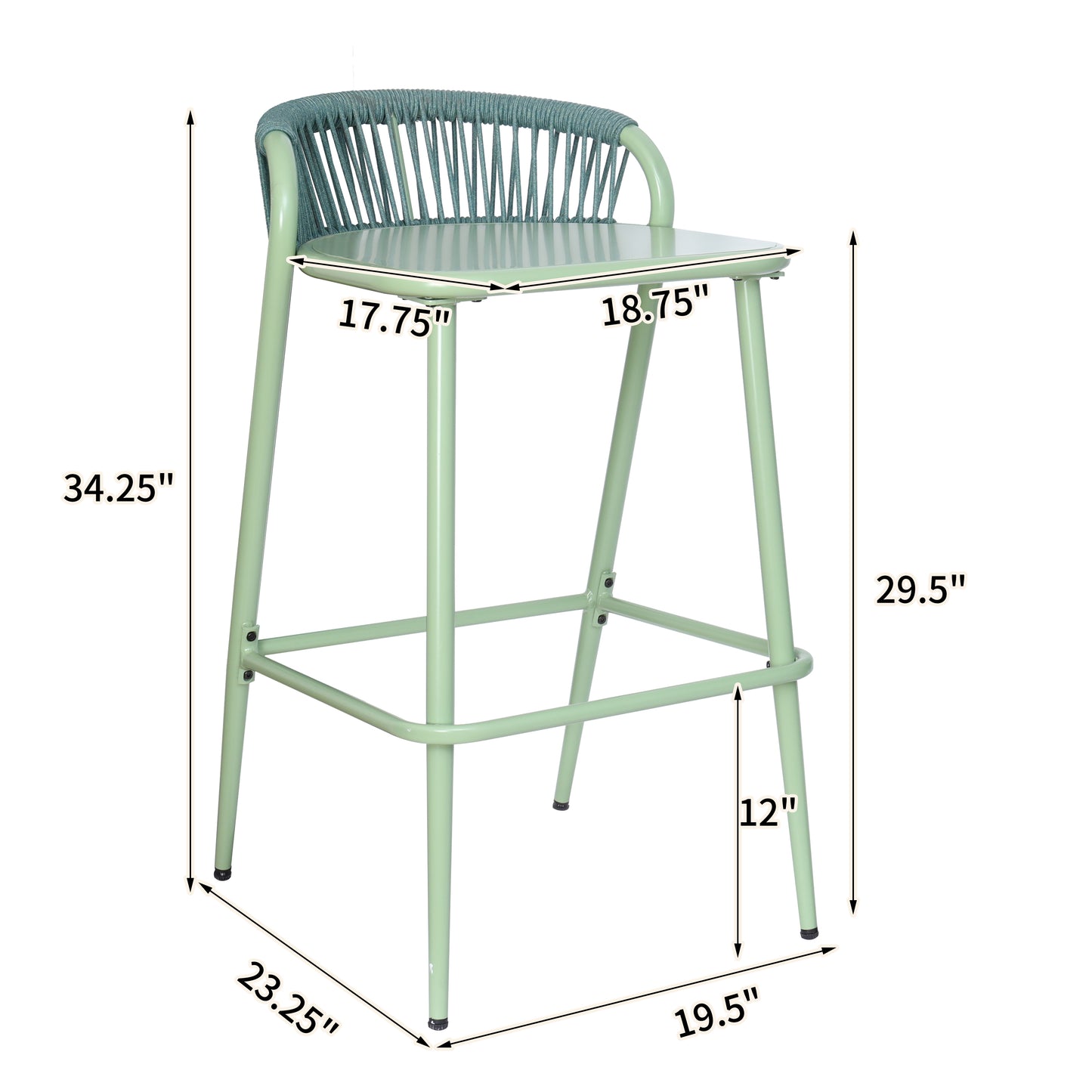 Aureliano 29 in. Outdoor Patio Barstools,Set of 2