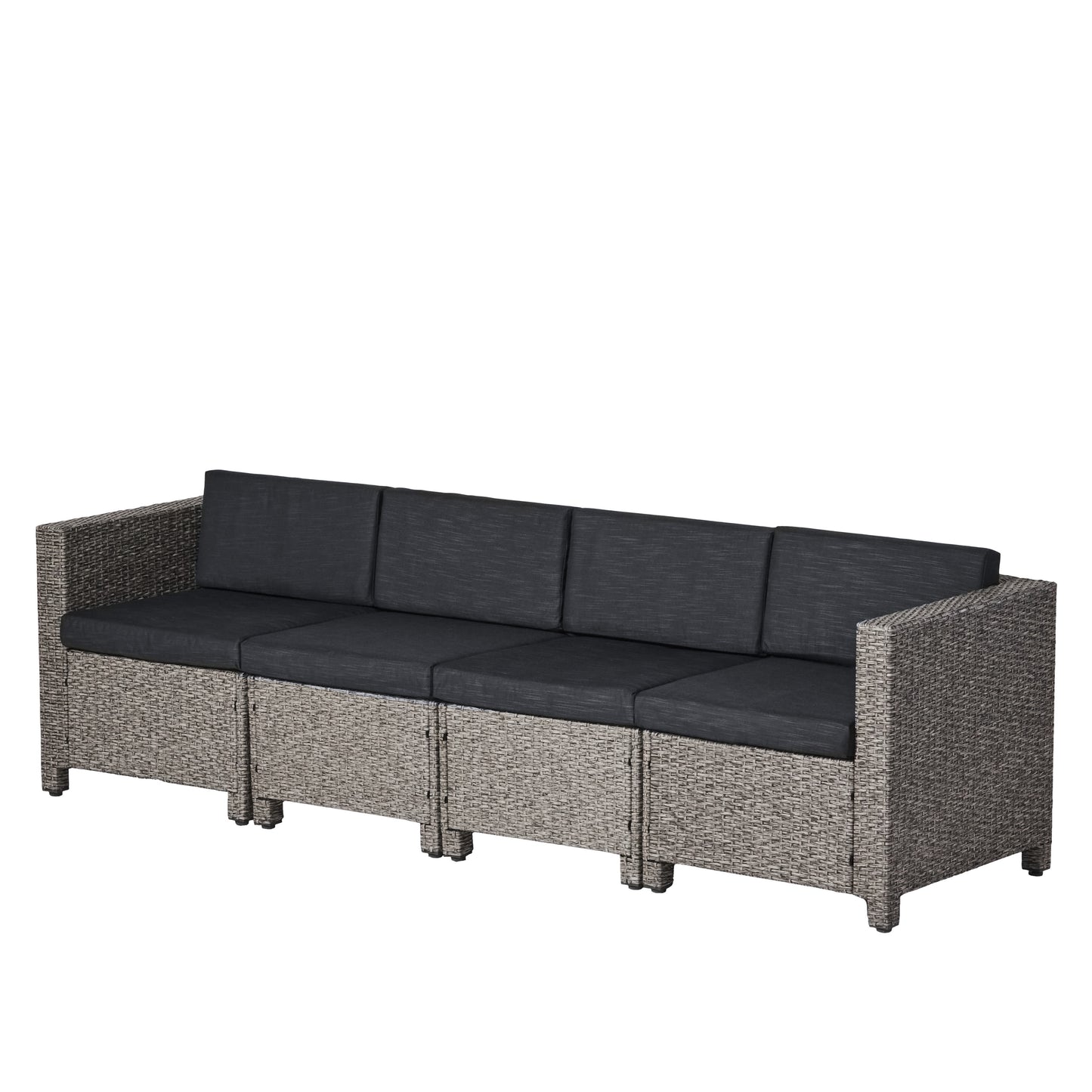 Venice Outdoor Wicker 4 Seater Sectional Sofa with Cushions