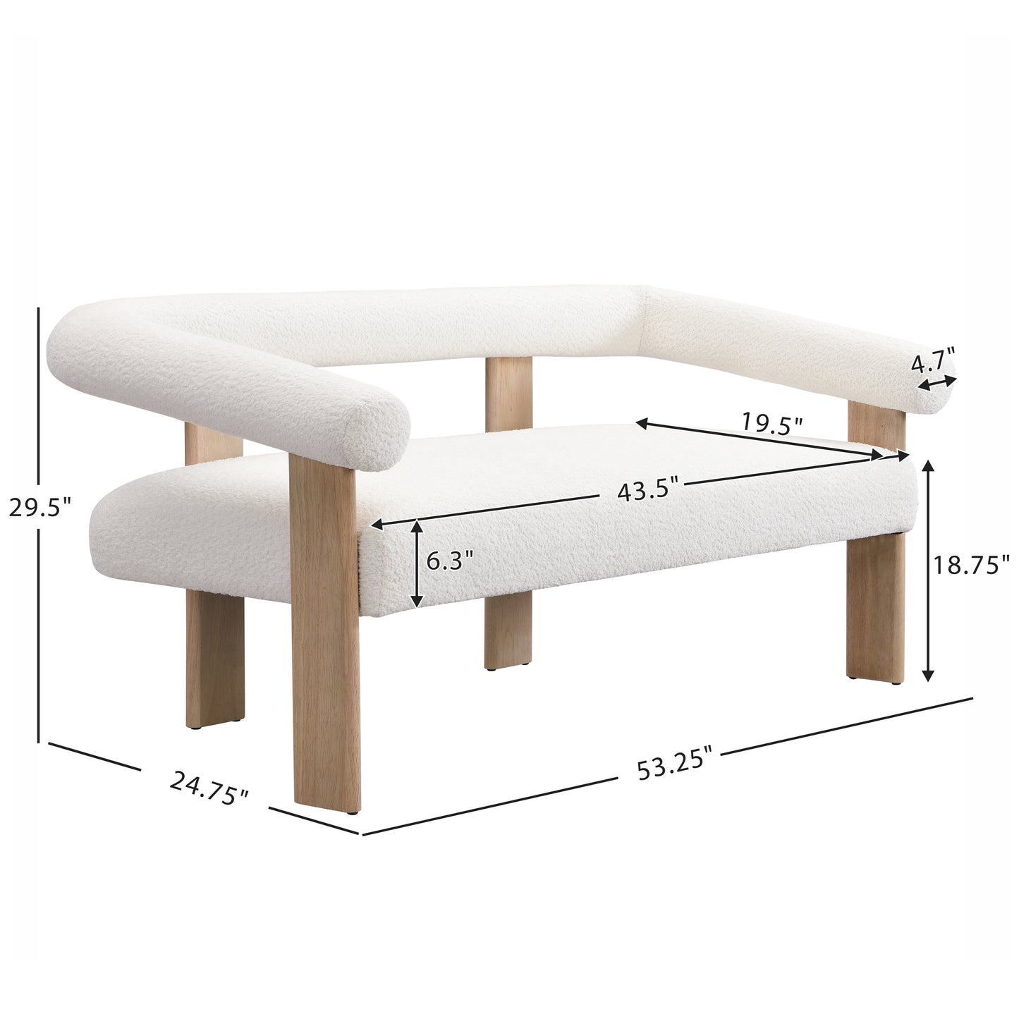 Elarer Modern Upholstered Loveseat 2 Seater Sofa