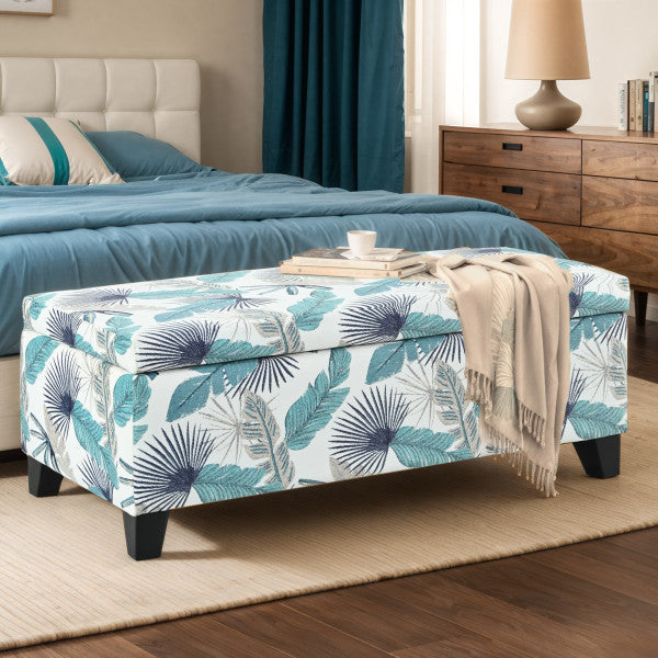 Delray Delray Blue and White Floral Fabric Storage Ottoman