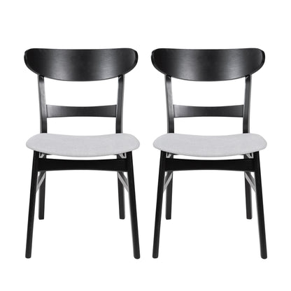 Isador Mid Century Modern Fabric Upholstered Wood Dining Chairs, Set of 2