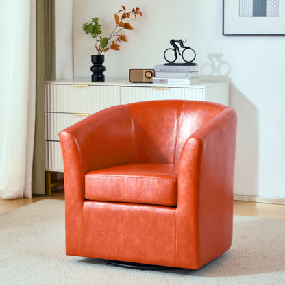 Jackson Orange Faux Leather Swivel Club Chair