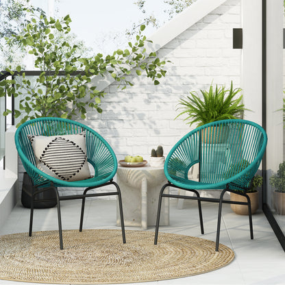 Carver Indoor & Outdoor Acapulco Weave Faux Rattan Club Chairs (Set of 2)