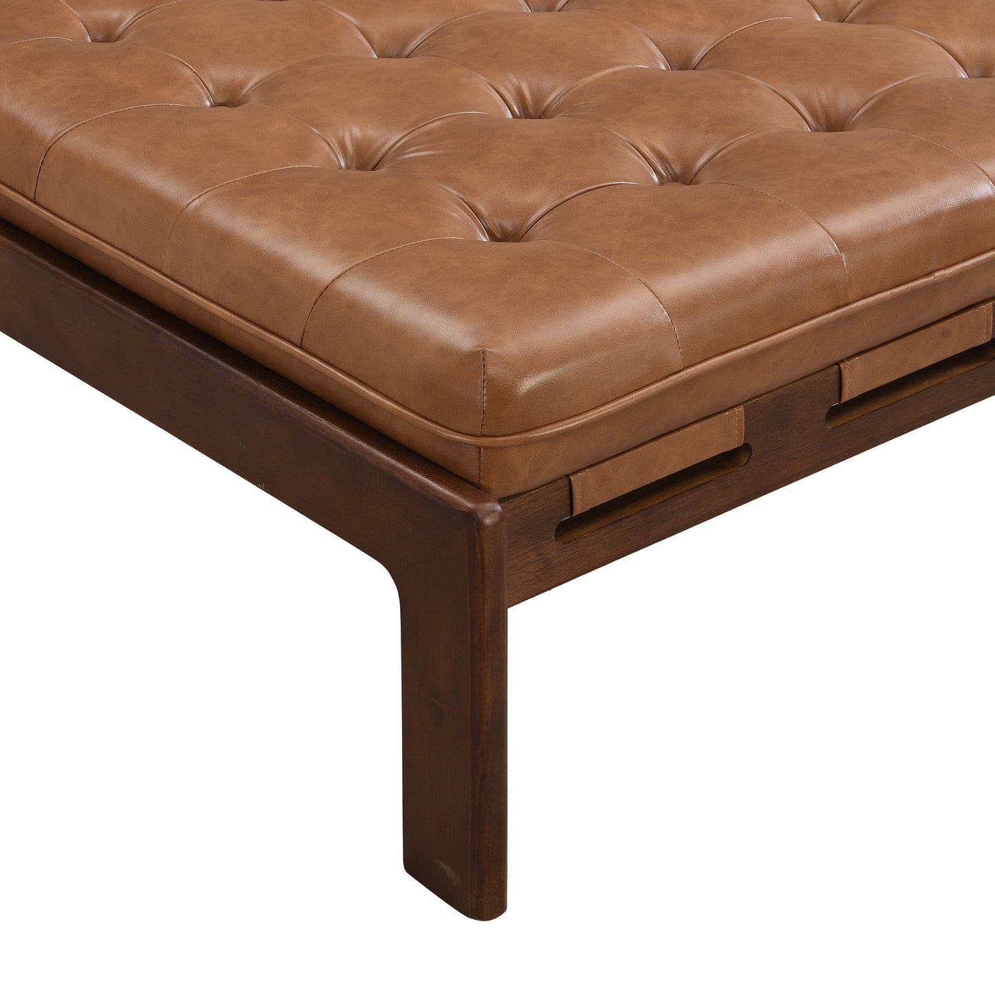 Verveia 34'' Upholstered PU Leather Square Ottoman