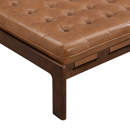 Verveia 34'' Upholstered PU Leather Square Ottoman