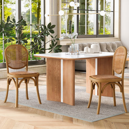 Torin Wood Dining Chair with Cane Rattan Wood Webbing