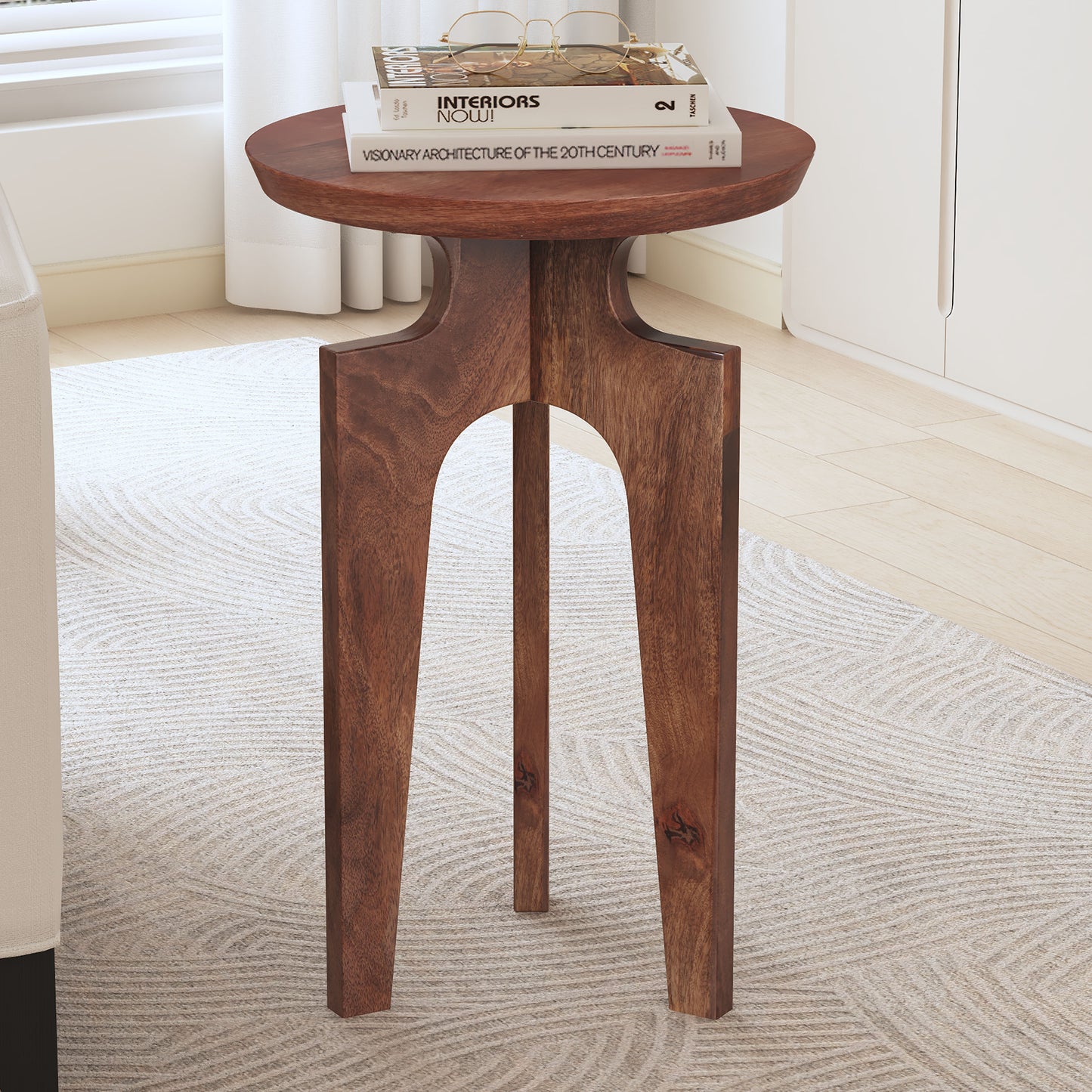 Tangelo Retro Round Mango Wood End Table