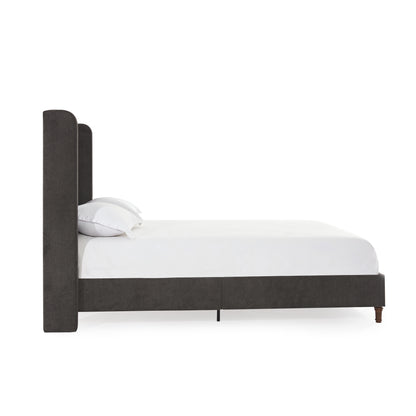 Bohdi Queen Indoor Upholstered Metal Tall Headboard Bed with Wingback