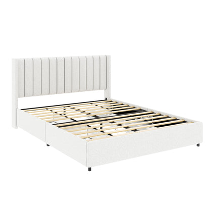 Lily Boucle Upholstered Bed Frame, Ivory