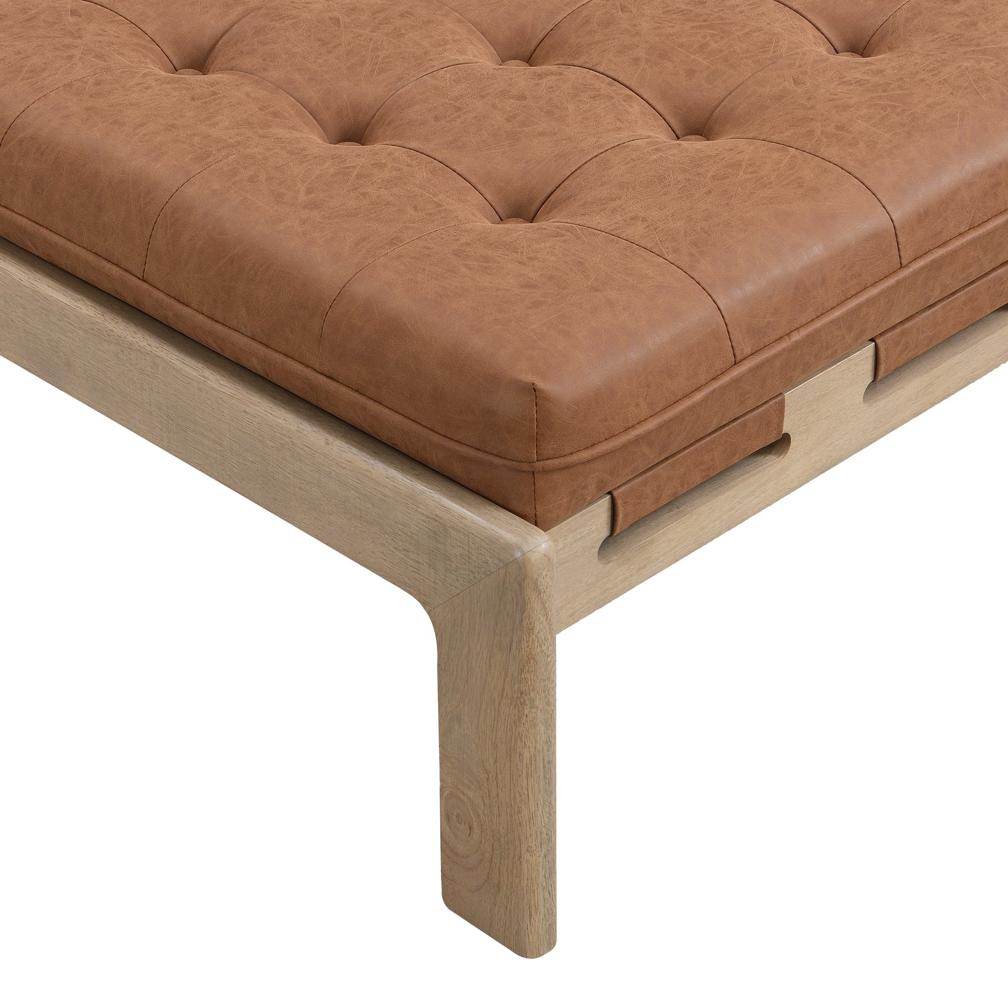 Verveia 34'' Upholstered PU Leather Square Ottoman
