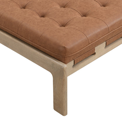 Verveia 34'' Upholstered PU Leather Square Ottoman