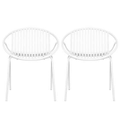 Hespera Patio Dining Chairs with Metal Legs & Breathable Plastic Backrest