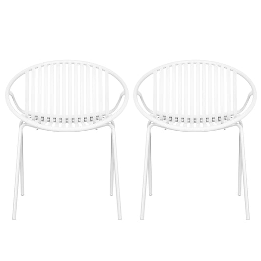 Hespera Patio Dining Chairs with Metal Legs & Breathable Plastic Backrest