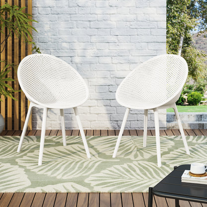 Indoor & Outdoor Polypropelene Plastic Gable Dining Chair, Set of 2