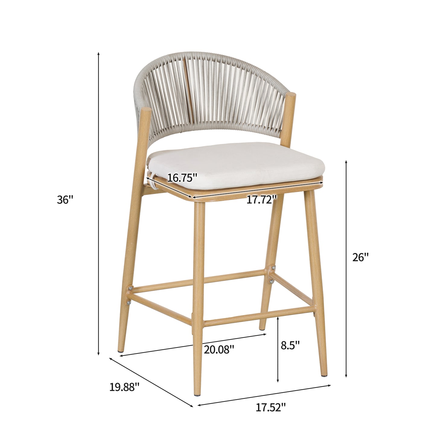 Sylvius 26 in. Outdoor Patio Counter Stools,Set of 2