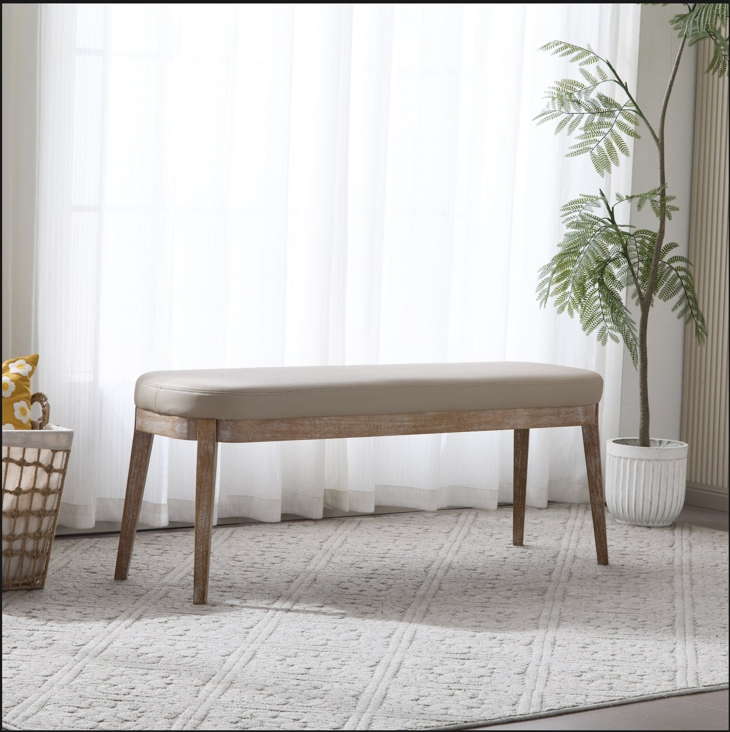 Andromedo Modern Upholstered PU Leather Ottoman Bench