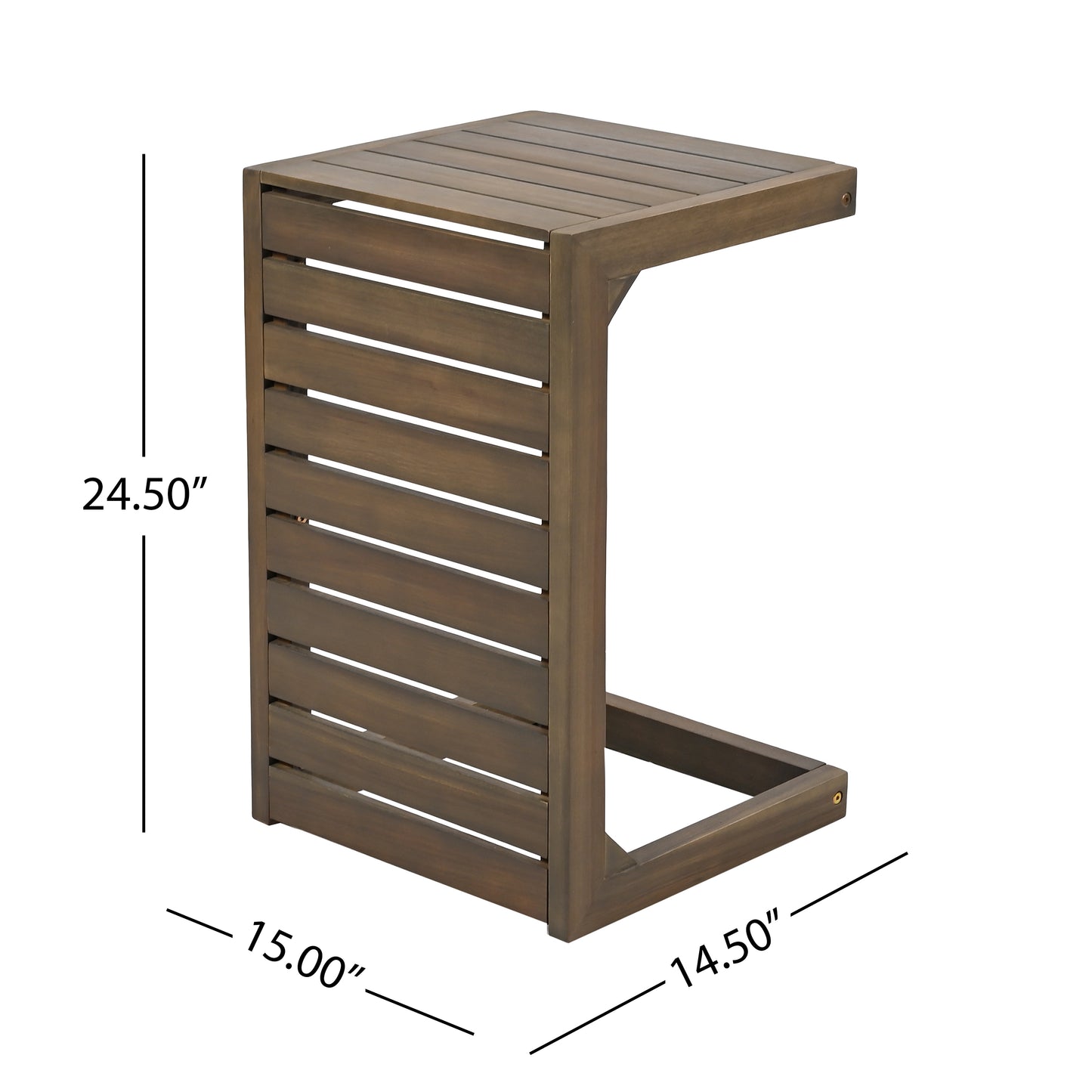 Elowen C-Shape Acacia Wood Accent End Table