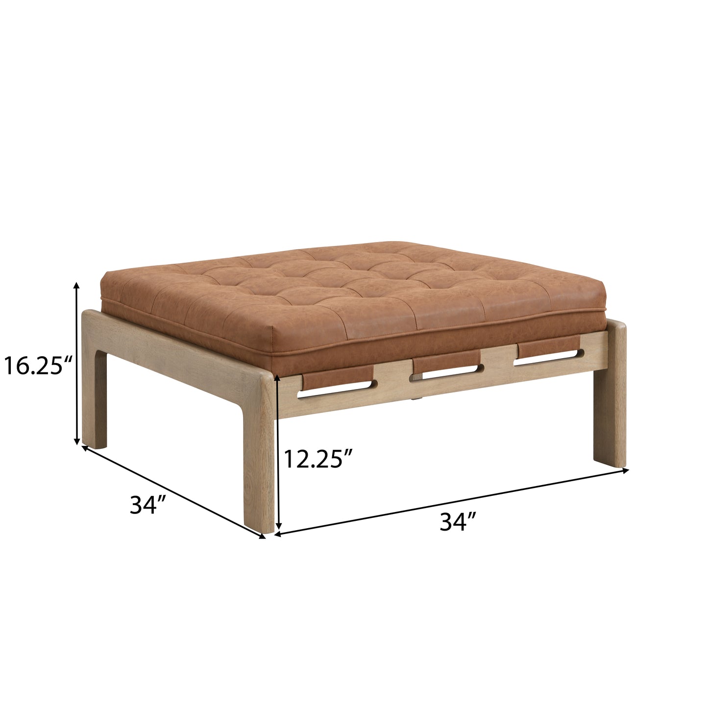 Verveia 34'' Upholstered PU Leather Square Ottoman