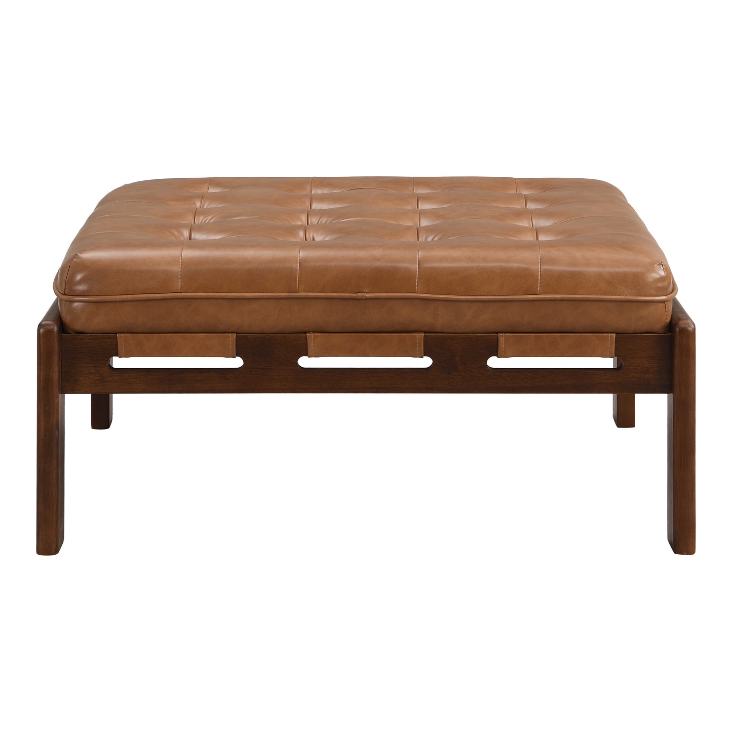Verveia 34'' Upholstered PU Leather Square Ottoman