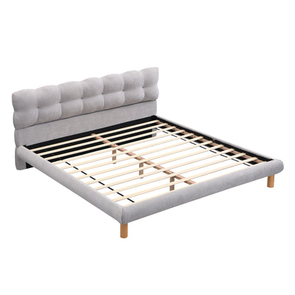 Caldwin Modern Upholstered Chenille Platform Bed with Headboard