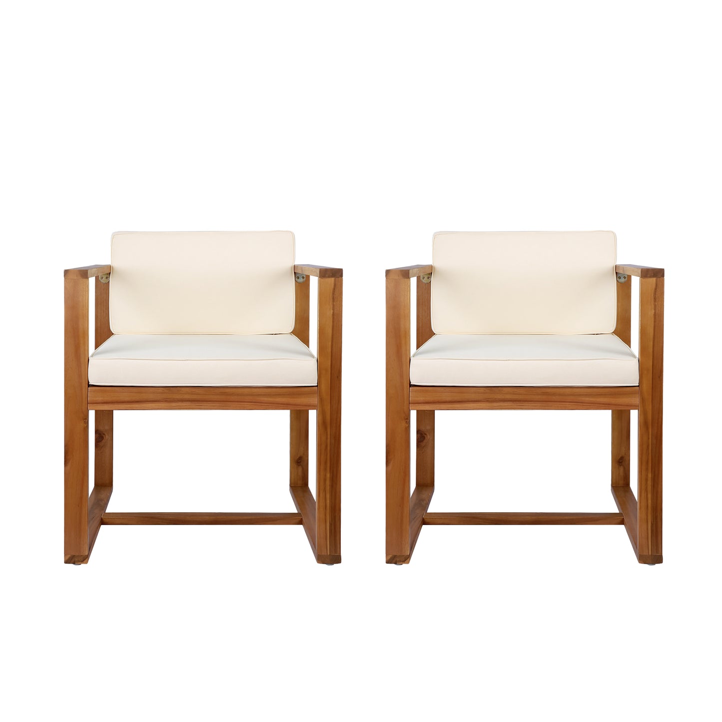 Zephyra Modern Outdoor Patio Acacia Wood Dining Chairs with Cushions