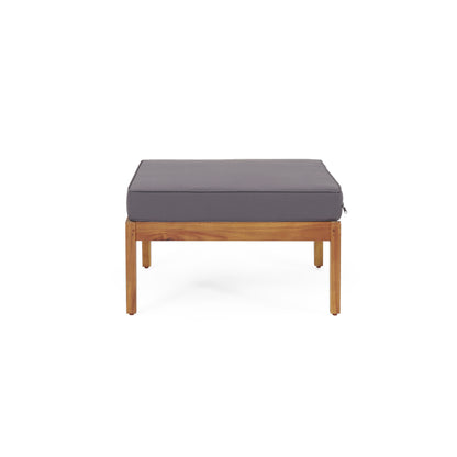 Sunbuea Wood Ottoman and Table Set with Dark Gray Cushions