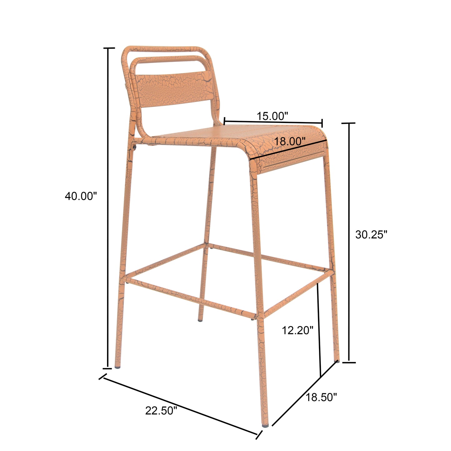 Liam Outdoor Patio Bar Stools, Iron, Set of 2