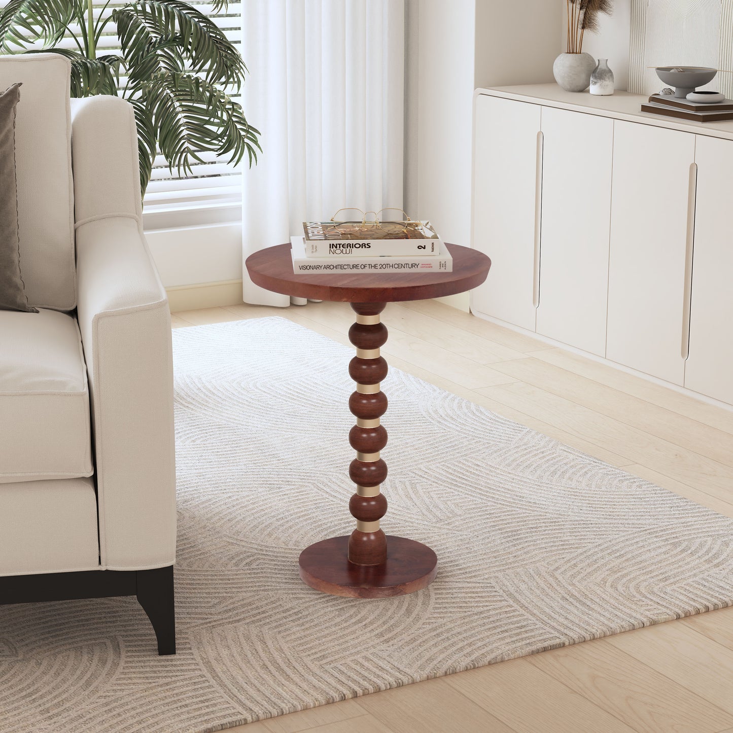 Orablu Modern Round Mango Wood End Table